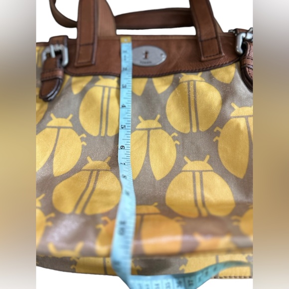 Fossil Key-Per Leather & Coated Canvas Ladybug Print Tote Shoulder Bag - Picture 7 of 12